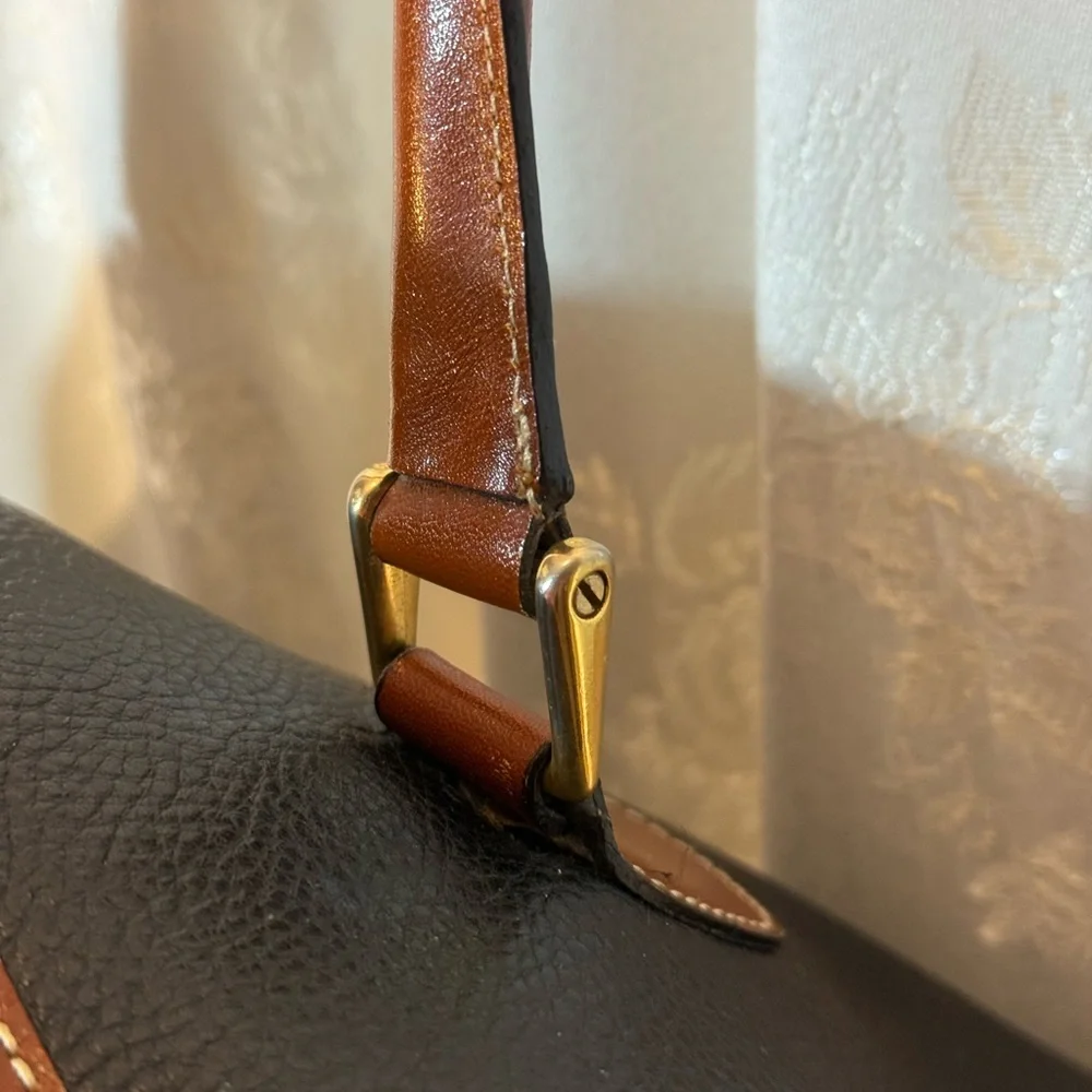 Leather Two-Tone Black and Brown Men's Satchel Bag - Picture 14 of 16